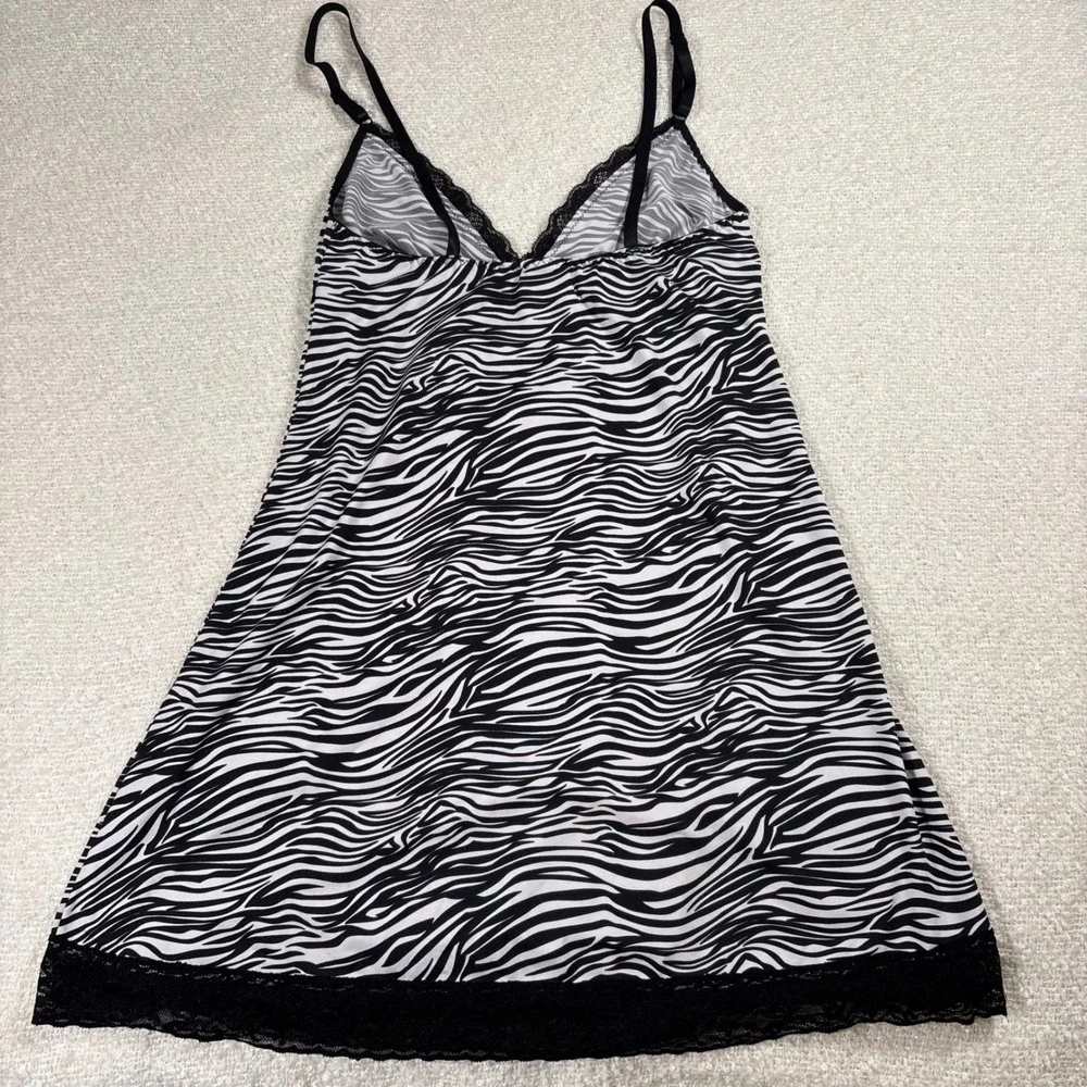 rampage intimates y2k zebra lace bow‎ sleep spaguetti strap dress 2000s coquette